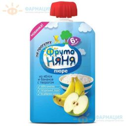 Фрутоняня пюре из яблок банан-творог 90г 6+мес