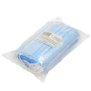 Маска медицинская однораз 3-х сл на резинках голубая №50